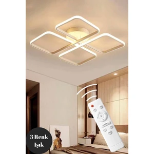Novem Beyaz Plafonyer Kumandalı Ultra Süper 3 Renk Işık Mutfak Oda Hol Ledli Avize