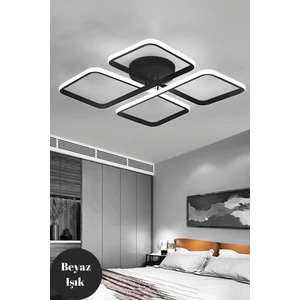 Novem Siyah Plafonyer Beyaz Işık Ultra Ledli Salon Mutfak Oda Hol Ledli Avize