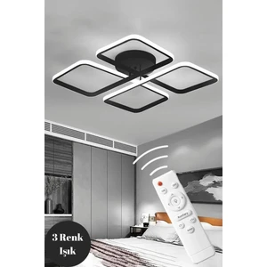 Novem Siyah Plafonyer Kumandalı Ultra Süper 3 Renk Işık Mutfak Oda Hol Ledli Avize