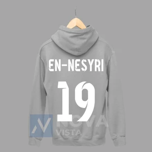 Biy Store Yusuf En-Nesyri Sırt Yazı Forma Baskılı Unisex Kapüşonlu Siyah Kışlık Sweatshirt
