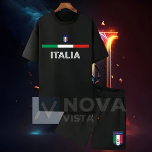 Biy Store Italya Milli Takım Forma Baskılı Unisex Kısa Kollu Tişört Basic T-Shirt Eşofman Takımı