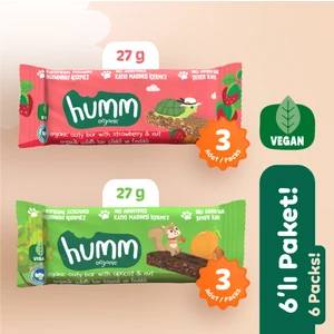 Humm Organic  Vegan Yulaf Bar Atıştırmalık Paketi - 6 Adet (2 Çeşit)