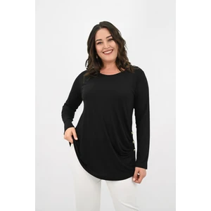 Koza Butik Kadın Büyük Beden Uzun Kollu Düğme Detaylı Bluz 1863-25