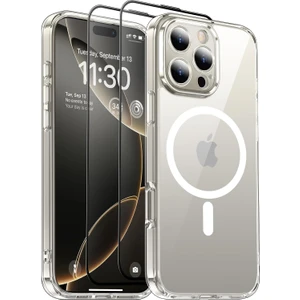 iPhone 16 Pro Magsafe Şeffaf Kılıf & 2 Adet Esd Cam Ekran Koruyucu Seti