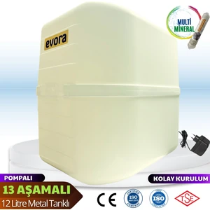 13 Aşamalı 12 Litre Beyaz Kapalı Kasa Pompalı Su Arıtma Cihazı