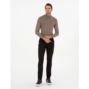 Pierre Cardin Erkek Kahverengi Slim Fit Çizgili Kanvas Pantolon 50299528-VR029
