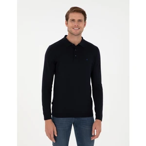 Pierre Cardin Erkek Lacivert Slim Fit Polo Yaka Basic Triko Kazak 50296623-VR033