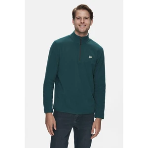 GREMIO Yeşil Polar Dik Yaka Nakışlı Standard Fit Erkek Sweatshirt