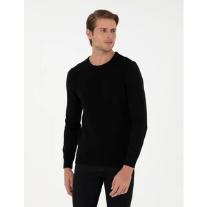Pierre Cardin Erkek Siyah Slim Fit Bisiklet Yaka Triko Kazak 50300499-VR046