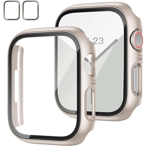 Apple Watch Series 10 42MM Uyumlu Starlight 360 Derece Koruma ve Temperli Cam Ekran Koruyucu