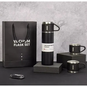 Paslanmaz Çelik Termos Sızdırmaz 3 Bardaklı Termos Seti 12 Saat Sıcak-Soğuk 500 ml Özel