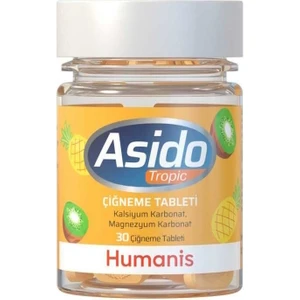 Asido Tropic Kalsiyum Karbonat Magnesyum Karbonat 30 Çiğneme Tableti