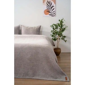 Riva İstanbul Aya Peluş Gri Çift Kişilik Jakarlı Deluxe Uyku Seti 3 Parça Yatak Örtüsü Seti