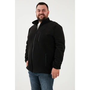 Regular Fit Dik Yaka Fermuarlı Büyük Beden Polar Hırka Erkek Hırka 5906028B