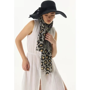 Fenza Scarf Gale Leopar Zebra Desen Bej Pamuklu Şal