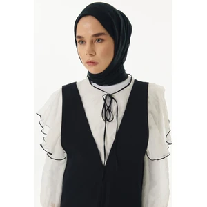 Fenza Scarf Valery Dama Desen Siyah Yün Ipek Şal