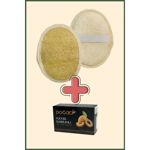 Aktarzane Kabak Lifi Kese Küçük Boy yuvarlak + Doğacı Kayısı Sabunu 150gr Banyo Hamam Kesesi Spa Seti