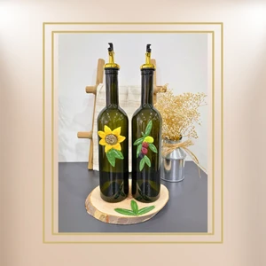 Pitrakstore Zeytinyağı-Ayçiçek Yağı Şişesi 750ML Stand Hediyeli 3'lü Set