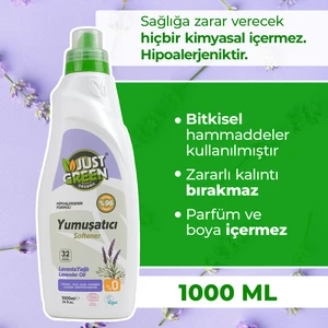 Just Green Organic Bitkisel Çamaşır Yumuşatıcı Lavanta Yağlı - %100 Doğal Ve Ferahlatıcı Yumuşaklık (1000 ML) 32 Yıkama