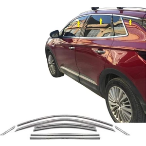 Opel Grandland x Krom Cam Üst Çıtası 8 Parça 2017 ve Üzeri Paslanmaz Çelik