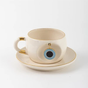 BSK Ceramics Handmade Nazar Çay Fincanı Mavi Seramik El Yapımı