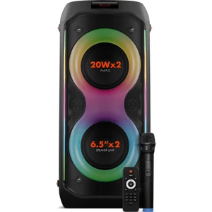 Duo Xl Taşınabilir Mikrofonlu 20X2 W Karaoke Ses Kayıt Bluetooth Hoparlör LED Işıklı
