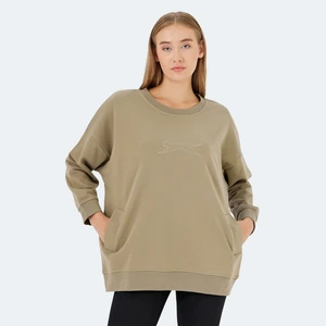 VIKENTI SW Kadın Oversize Sweatshirt Koyu Yeşil