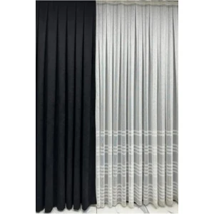 Antrasit 1/3 Sık Pile Fon Perde-12484