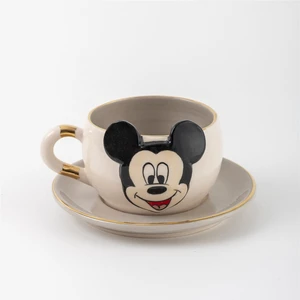 BSK Ceramics Handmade Mickey Mouse Çay Fincanı Gri Seramik El Yapımı