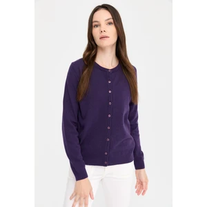 Kadın Sıfır Yaka Triko Yün Hırka K.mor