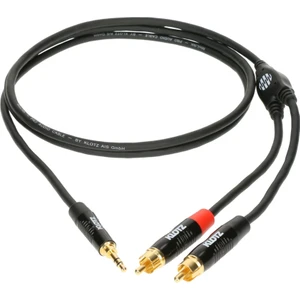 Pro Altın Uçlu Mini TRS Jack - 2x RCA Siyah 3m Y-Kablo