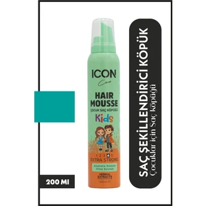 Icon Care Çocuk Saç Şekillendirici Köpük 200 ml Ekstra Güçlü Aloe Vera ve Zeytin Özlü Normal Saç Tipleri