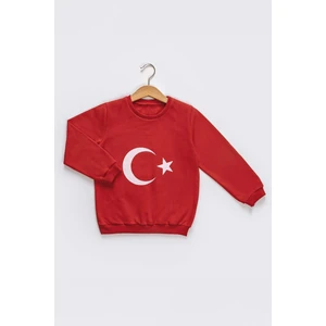 Unisex Çocuk Ay Yıldızlı Basic Sweat 8-12 Yaş