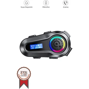 Motosiklet Bluetooth Kask Kulaklığı Lcd Ekranlı İnterkom Q10 Siyah