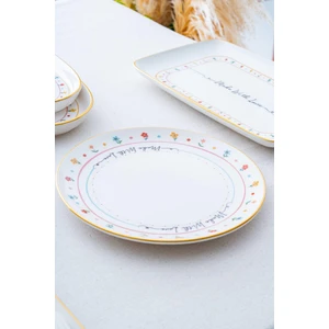 Livaldi Yuvarlak Servis Tabağı 6 Parça Seramik 26 Cm Çiçek Desenli