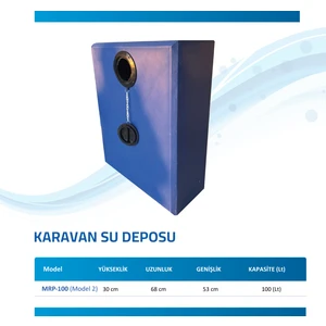100 Litre Mavi Su Deposu Contalı kapak Karavan Bidonu Model 2 vana hediye