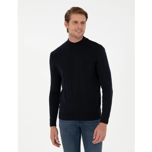 Pierre Cardin Erkek Lacivert Slim Fit Yarım Balıkçı Yaka Triko Kazak 50300460-VR033