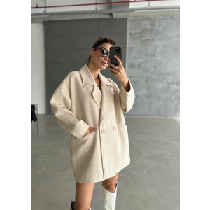 Taş 1. Sınıf Kalite Balık Sırtı Oversize Kaşe Kaban