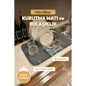 Mikrofiber Matlı, Ayrılabilir ve Katlanabilir Plastik Bulaşık Kurutma Sepeti 60x37 cm Turuncu – Pratik Sofra ve Mutfak Gereci