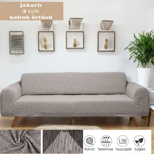 Btf Home Jakarlı 3 Kişilik Lastikli Koltuk Kılıfı Çekyat Koltuk Örtüsü Streç Esnek Kanepe Kılıfı