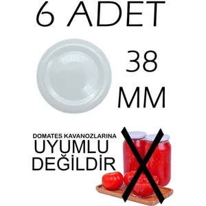 Tiesa Home 6 Adet 38MM Metal Kavanoz Kapağı Beyaz