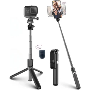 Alpotekno® Fotoğraf Makinası ve Telefon Takılabilen 2si 1 Arada 2.2m Uzayan Selfie Çubuğu Kumandalı Tripod