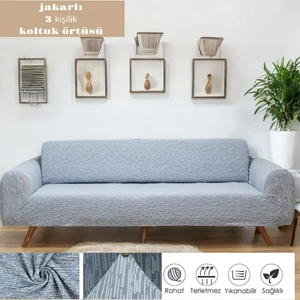 Btf Home Jakarlı 3 Kişilik Lastikli Koltuk Kılıfı Çekyat Koltuk Örtüsü Streç Esnek Kanepe Kılıfı