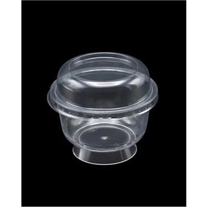 Plastik Kristal Tatlı Kabı - Kapaklı 180CC 25 Adet, Kullan At