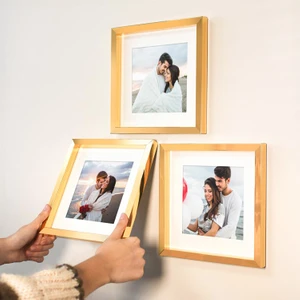 Yapışkanlı Sök-Tak Paspartulu Altın 21X21CM Kare Fotoğraf Çerçevesi - 3'lü Paket