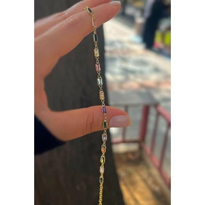Erer Gümüş Gümüş Altın Kaplama Renkli Taşlı Bileklik CM56E232