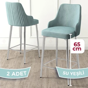 Tera Serisi 2 Adet Babyface Kumaş 65  cm  Krom Kaplama Ayaklı Bar Sandalyesi