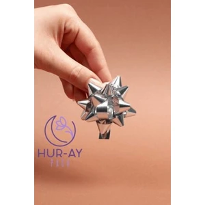 HUR-AY PACK Gümüş Gri Renk / Metalize Yıldız Hediye Süsü / Paketleme Rafyası