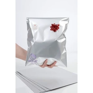HUR-AY PACK 30X45 cm Lux Gümüş Gri Metalize Hediye Poşeti / Hediye Paketi / 10  Adet