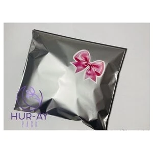 HUR-AY PACK 25X35 cm Lux Gümüş Gri Metalize Hediye Poşeti / Hediye Paketi / 10  Adet